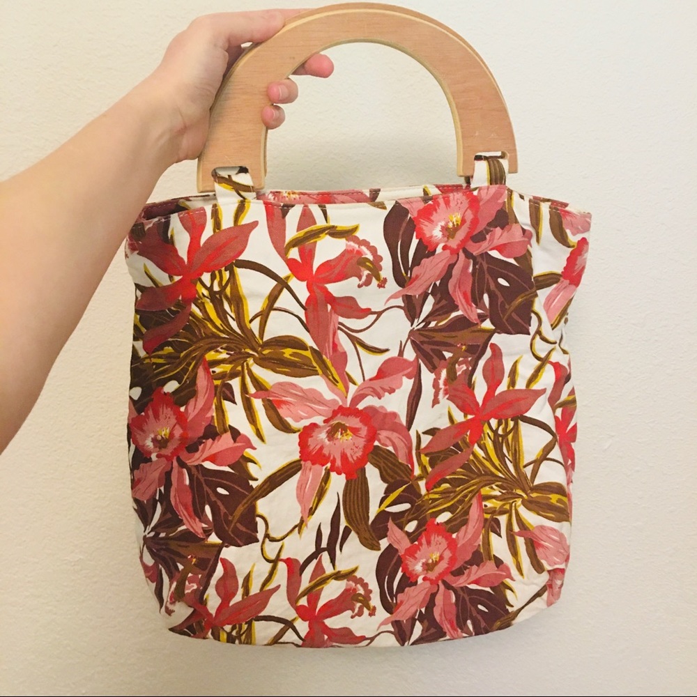 Vintage tropical canvas tote!